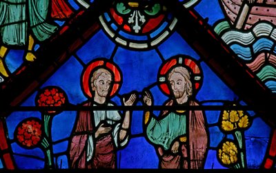 Christus geeft St. Thomas opdracht door French School