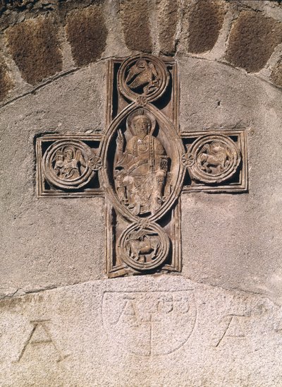 Christus in majesteit met symbolen van de evangelisten, 9e-10e eeuw door French School