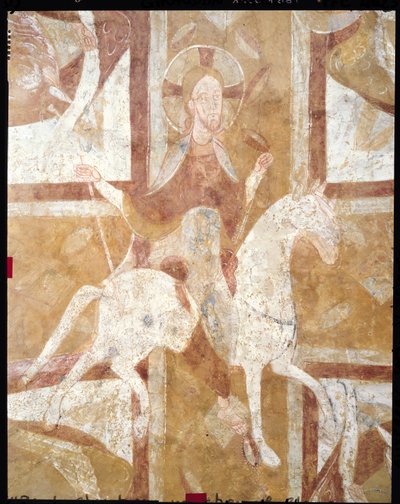 Christus op een wit paard, van het plafond van de crypte door French School