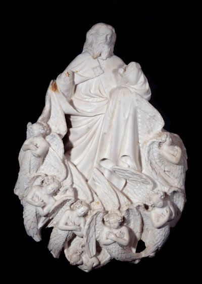 Christus omringd door engelen. Marmeren beeldhouwwerk, Franse school door French School