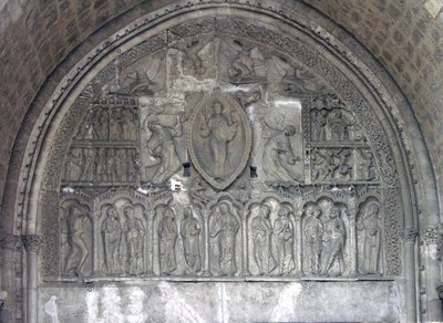 Christus met twee engelen en scènes uit het leven van St. Etienne, van de noorddeur door French School
