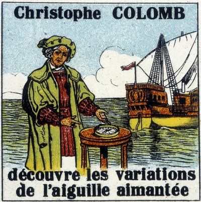 Christoffel Columbus ontdekt de variaties van de magnetische naald door French School