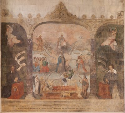Kerk. Interieur. Kapel Saint-Fursy. Muurschilderingen. De verheerlijking van Maria (begin 17e eeuw) door French School