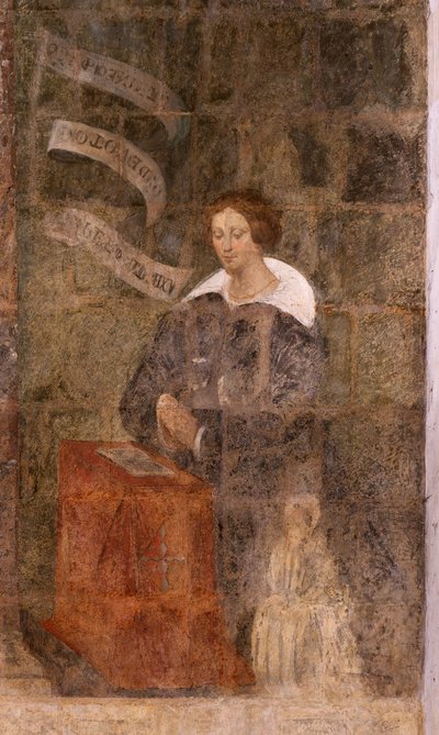 Kerk (Eglise Saint-Jean-Baptiste). Interieur. Kapel Saint-Fursy. Muurschilderingen. De verheerlijking van Maria. Begin 17e eeuw door French School