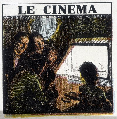 Bioscoopvoorstelling, circa 1920 door French School