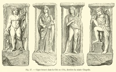 Cippus gevonden in de Cité in 1784, achter de Sainte-Chapelle door French School