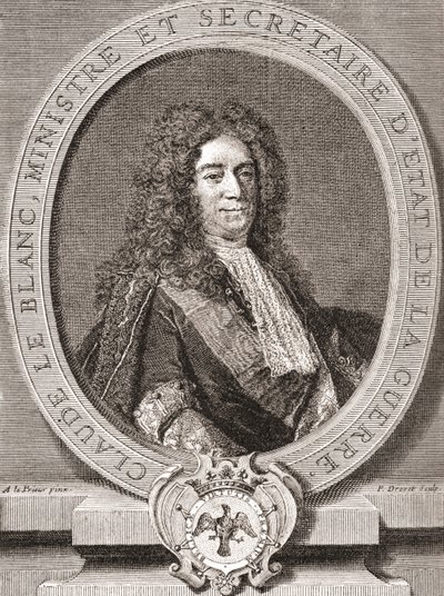 Claude Le Blanc, 1669-1728. Franse koninklijke ambtenaar van het ancien regime en tweemaal staatssecretaris van Oorlog. Uit Les Heures Libres gepubliceerd 1908. door French School