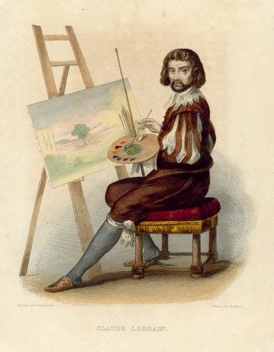 Claude Lorrain (gekleurde gravure) door French School