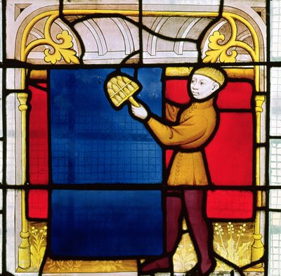 Raam van de stoffenhandelaar (detail) door French School