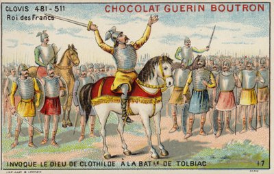 Clovis I roept de God van Clotilde aan bij de Slag om Tolbiac, 496 door French School