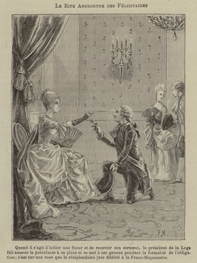 Co-vrijmetselarij (gravure) door French School