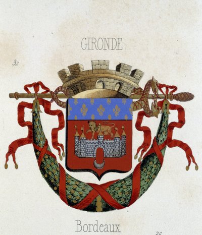 Wapen van de stad Bordeaux - in "Armorial National de France", door H. Traversier, Parijs door French School