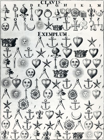 Geheime taal, uit Cryptographia, oder geheime Schrifft mund und wurckliche Correspondenss door Johann Balthasar Friderici, gepubliceerd in Hamburg in 1685 door French School