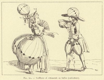 Kapsels en kleding in de ballon (karikatuur) door French School
