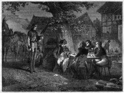Koude Bloed van Napoleon die hoort van de ongelukkige slag bij Dennewitz (Duitsland) op 8 september door French School