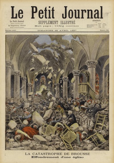 Instorting van een kerkdak, Brousse, Frankrijk, 1897 door French School