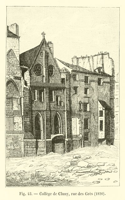 College van Cluny, rue des Gres, 1820 door French School