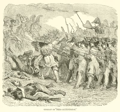 Gevecht bij Fere-Champenoise (gravure) door French School