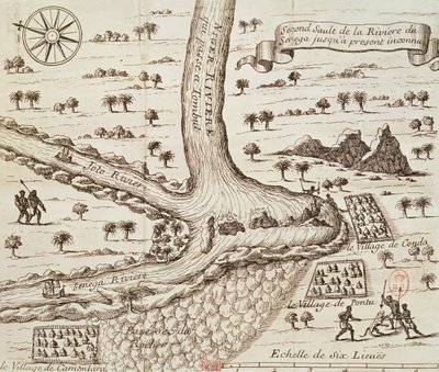 Samenvloeiing van de zwarte, de Joto en de Senegal, illustratie uit 