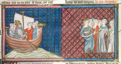 Conrad III en Lodewijk VII vertrekken, illustratie uit de 