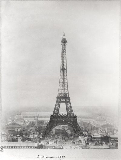 Bouw van de Eiffeltoren, Parijs, 31 maart 1889 door French School
