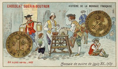 Koperen munten van Lodewijk XV door French School