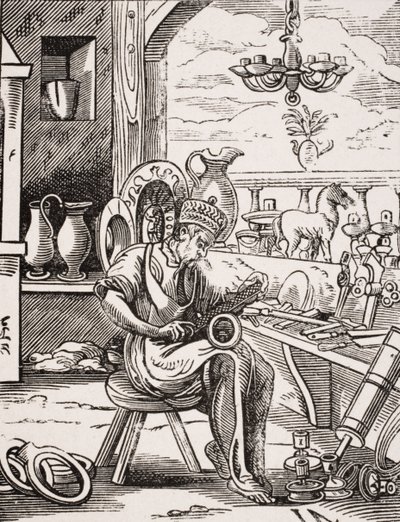 Koperslager, reproductie van een houtsnede door Jost Amman (1539-91) uit 