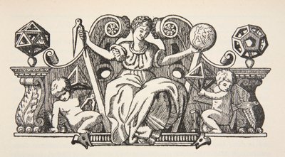 Kopie van een omslagillustratie uit Theatrum Instrumentorum de Besson, kopie door Boris Mestchersky (d.1957) illustratie uit Histoire de la Nation Francaise, Sciences, Volumes I & II, door Gabriel Hanotaux door French School