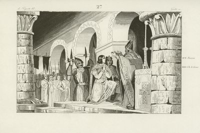 Kroning van Lodewijk III en Carloman als koningen van West-Francië, 879 door French School