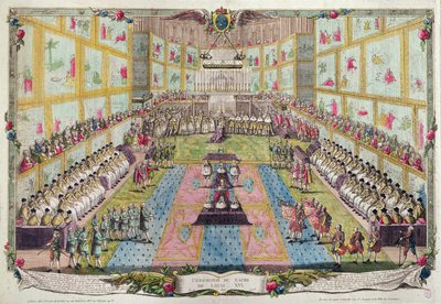Kroning van Lodewijk XVI in de kathedraal van Reims op 11 juni 1775 door French School