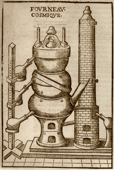 Kosmische Oven, uit La Theotechnie Ergocosmique door Annibal Barlet (1653) geïllustreerd in een geschiedenis van magie gepubliceerd eind 19e eeuw door French School