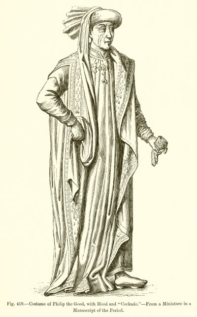 Kostuum van Filips de Goede, met Kap en Kokarde door French School