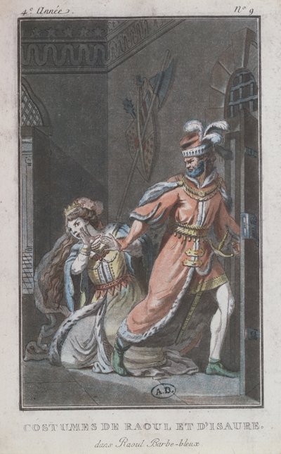 Kostuums van Raoul en Isaure, uit de opera Raoul Barbe-Bleue, 1790 door French School