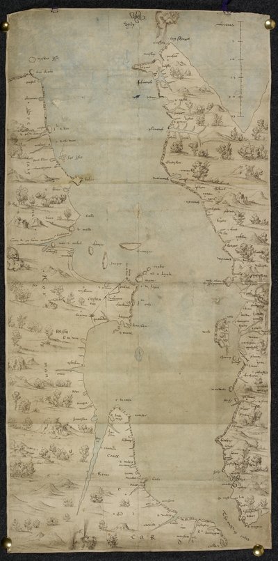 Kaart van het Engelse Kanaal (Engelse Zuidkust en Franse Noordkust) door Jean Rotz door French School