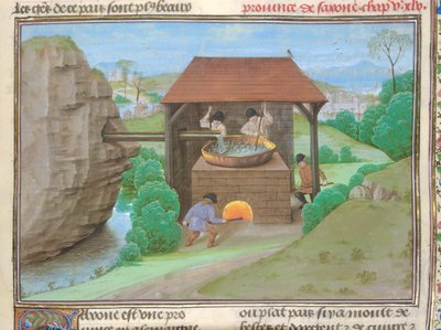 Zoutschuur met pan en oven, illustratie uit 