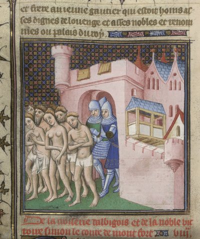 Verdrijving van de Albigenzen uit Carcassone in 1209, uit de 
