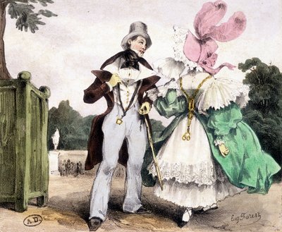 Koppel wandelend, circa 1829 door French School