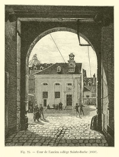 Binnenplaats van het oude college Sainte-Barbe, 1830 door French School