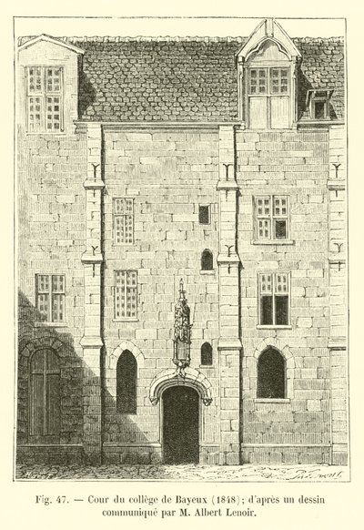 Binnenplaats van het college van Bayeux, 1848; naar een tekening gecommuniceerd door M Albert Lenoir door French School