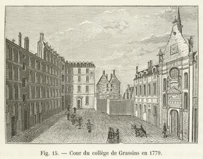 Binnenplaats van het college van Grassins in 1779 door French School