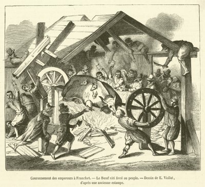 Couronnement des empereurs a Francfort, Le Boeuf roti livre au peuple door French School