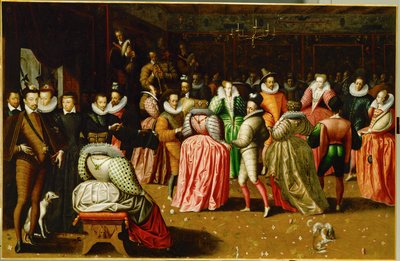Hofbal in het Palais du Louvre ter gelegenheid van het huwelijk van Anne, Duc de Joyeuse ... door French School
