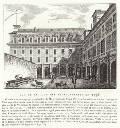Binnenplaats van het Madelonnettes-klooster, Parijs, 1793 door French School