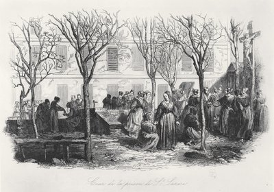 Binnenplaats van de Paris St. Lazare gevangenis, c. 1840 door French School