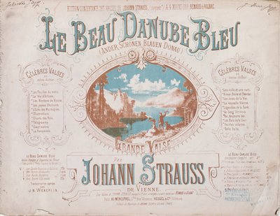 Omslag voor de partituur van de Blauwe Donau-wals door French School