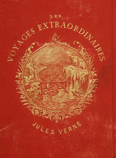 Omslag van de collectie "De Buitengewone Reizen" door Jules Verne. Eind 19e eeuw. door French School