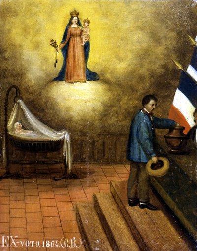 Wieg in een stembureau - ex-voto, Musée de Jouques door French School