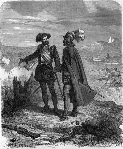 Crillon en Maximilian van Bethune, hertog van Sully, Franse staatsman en raadgever van Hendrik IV, tijdens het beleg van Savoye (1600-1601). In 