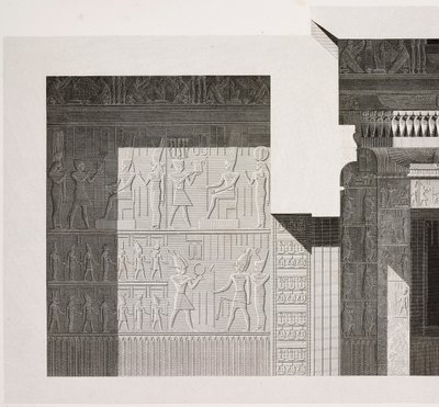 Dwarsdoorsnede van de Kleine Zuidelijke Tempel, detail, Karnak Tempelcomplex, Thebe, Luxor, Egypte door French School