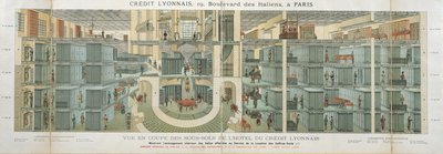 Dwarsdoorsnede van de kelder van de Credit Lyonnais, Boulevard des Italiens door French School
